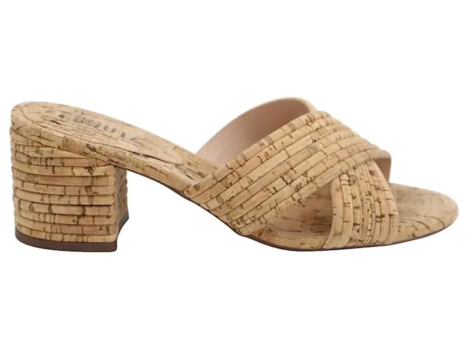 Sandalias Schutz Ana Kate Punta Abierta en Corcho Beige Castaño 