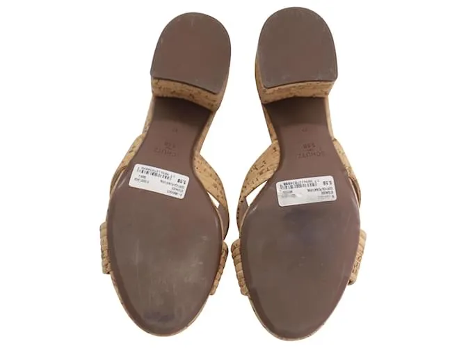 Sandalias Schutz Ana Kate Punta Abierta en Corcho Beige Castaño 