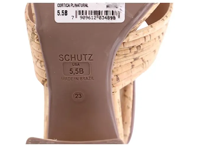 Sandalias Schutz Ana Kate Punta Abierta en Corcho Beige Castaño 