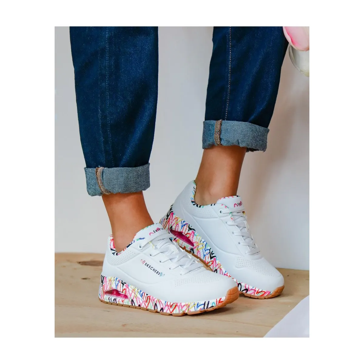 Skechers deportiva Uno Loving Love corazones mujer 155606