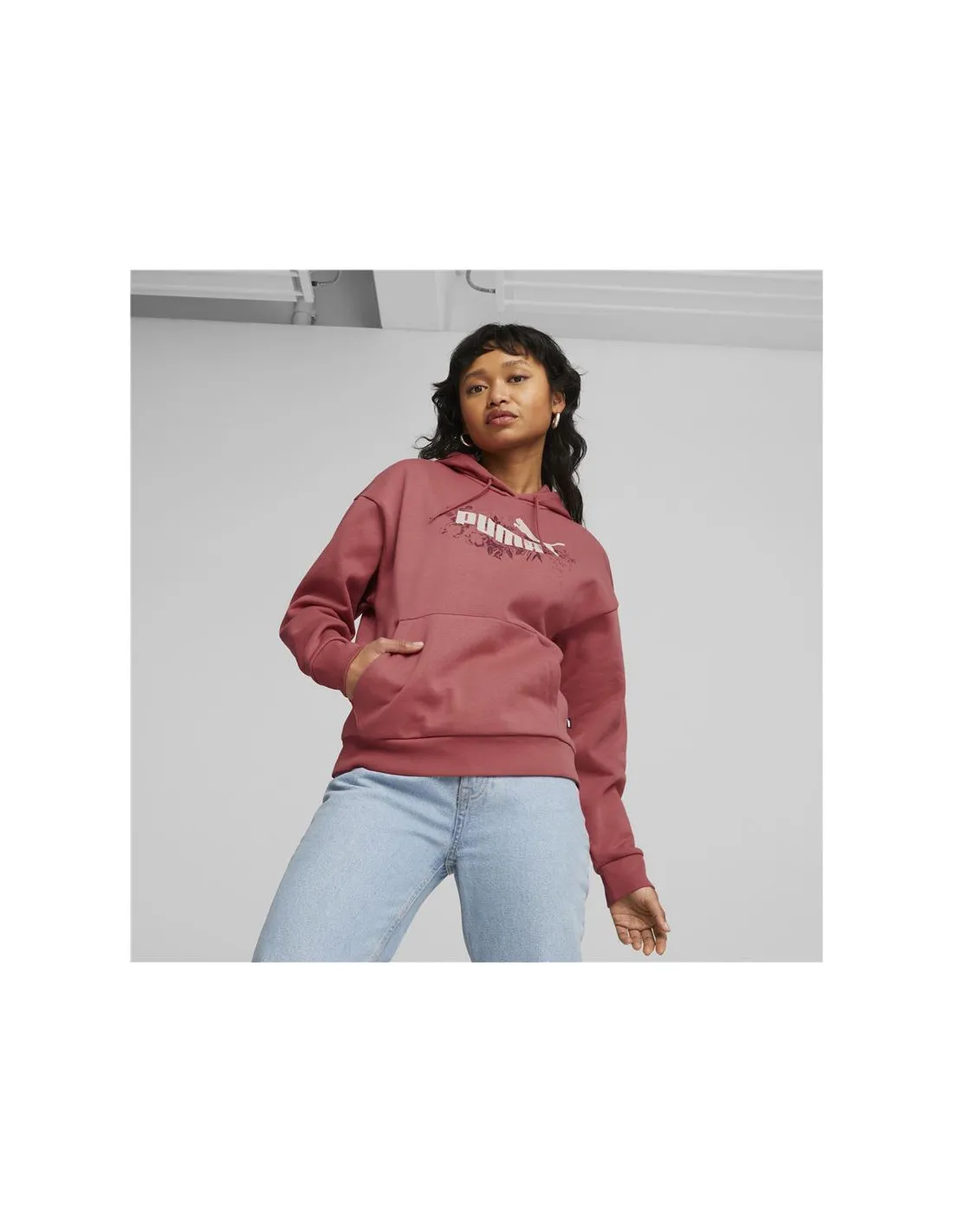 Sudadera Puma Ess+ Floral Vibes Coral Mujer