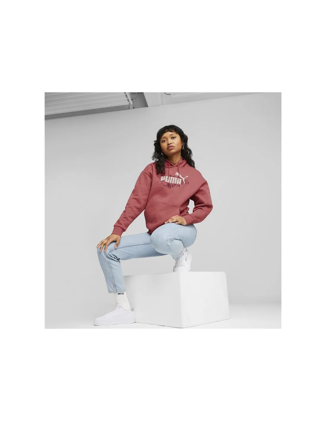 Sudadera Puma Ess+ Floral Vibes Coral Mujer