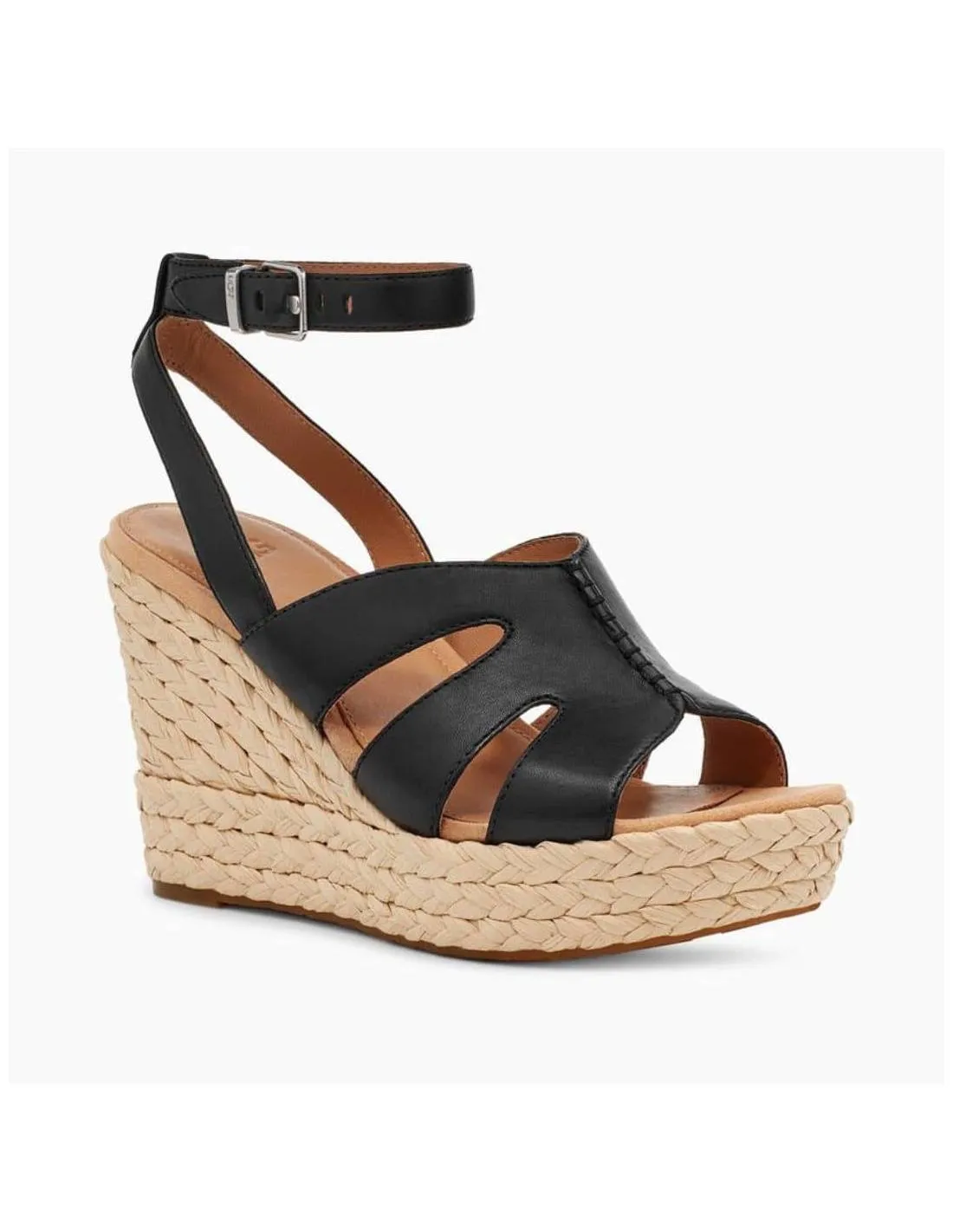 UGG  CUñA CAREENA PIEL NEGRO