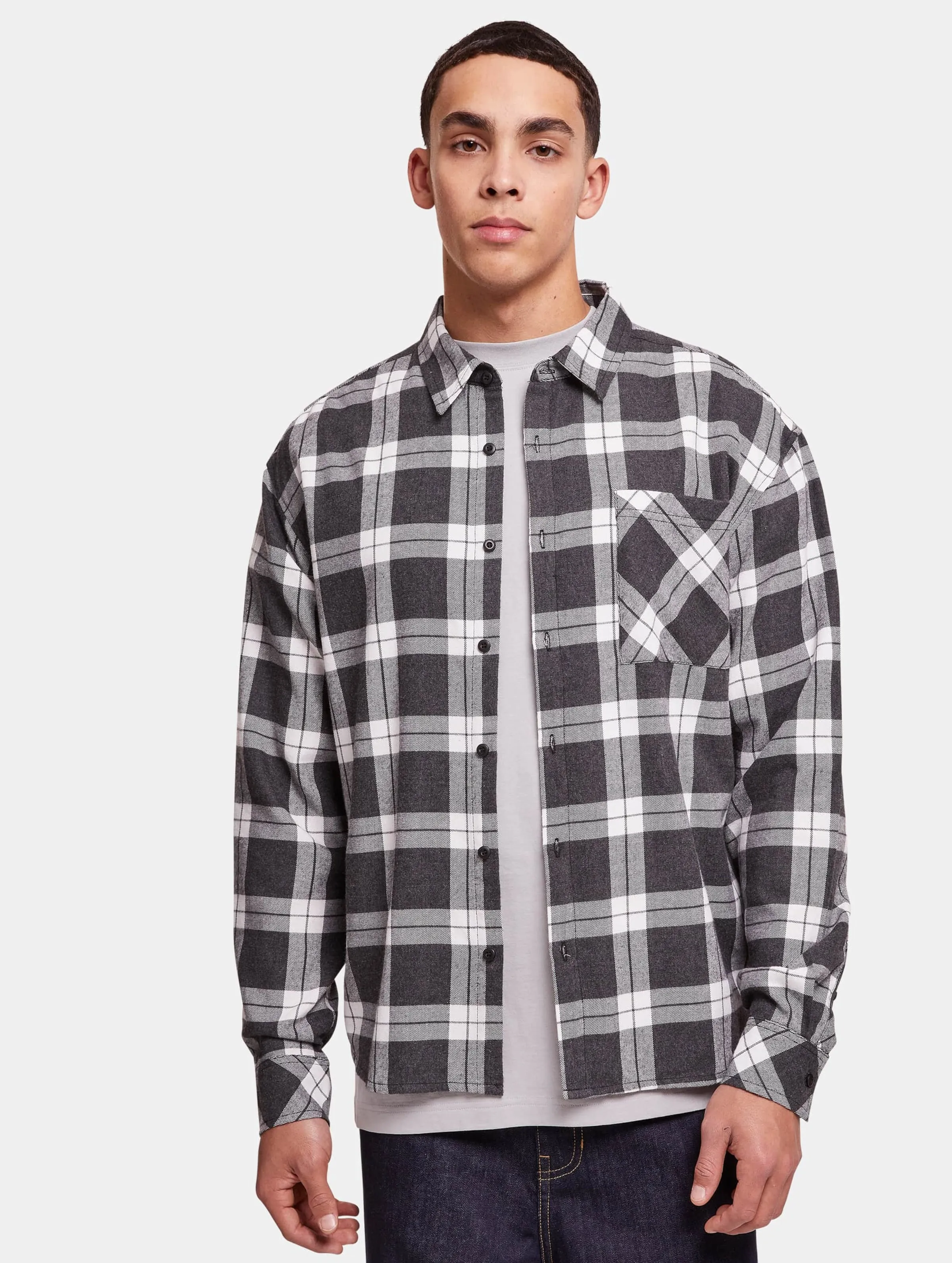 Urban Classics Urban Classics Boxy Dark Checked Hemd