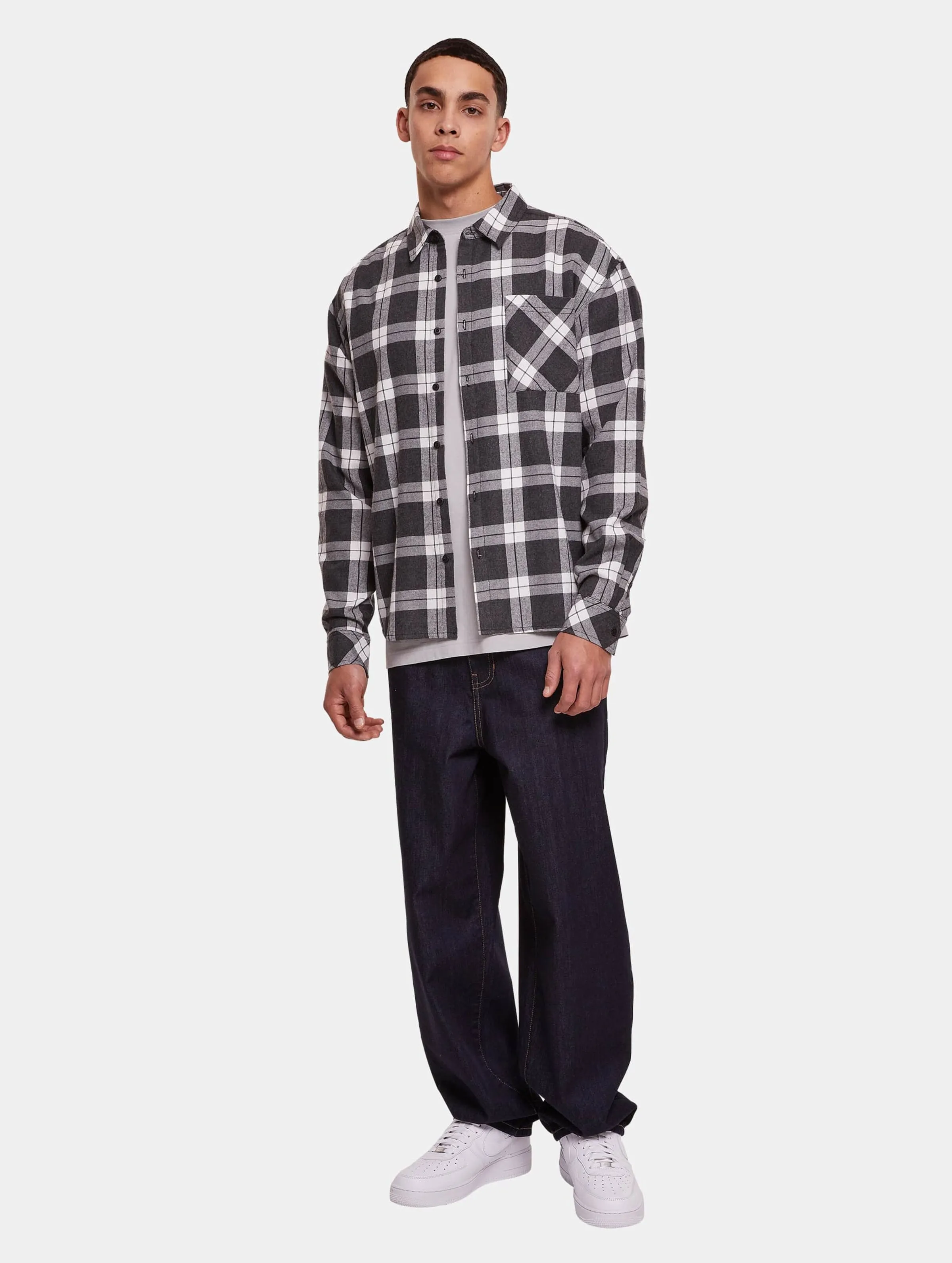 Urban Classics Urban Classics Boxy Dark Checked Hemd