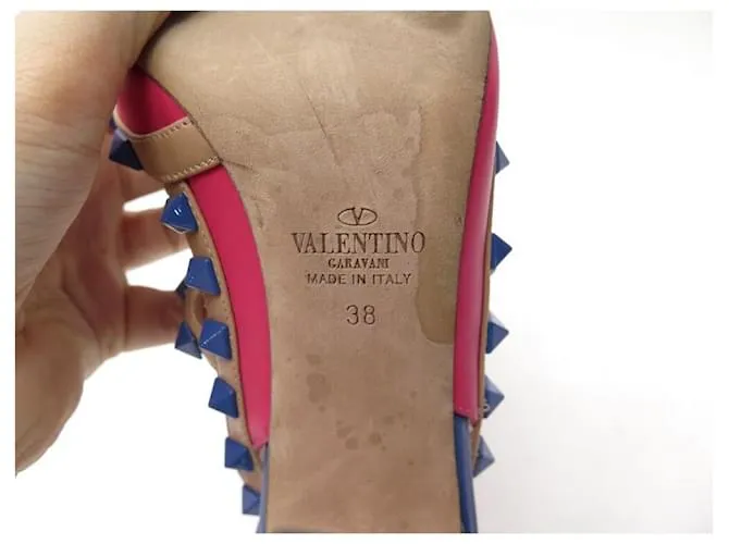 VALENTINO ZAPATOS ZAPATOS DE ZAPATOS ROCKSTUD 38 ESO 39 ES ZAPATOS DE SALÓN DE PIEL ROSA 