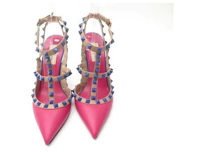 VALENTINO ZAPATOS ZAPATOS DE ZAPATOS ROCKSTUD 38 ESO 39 ES ZAPATOS DE SALÓN DE PIEL ROSA 