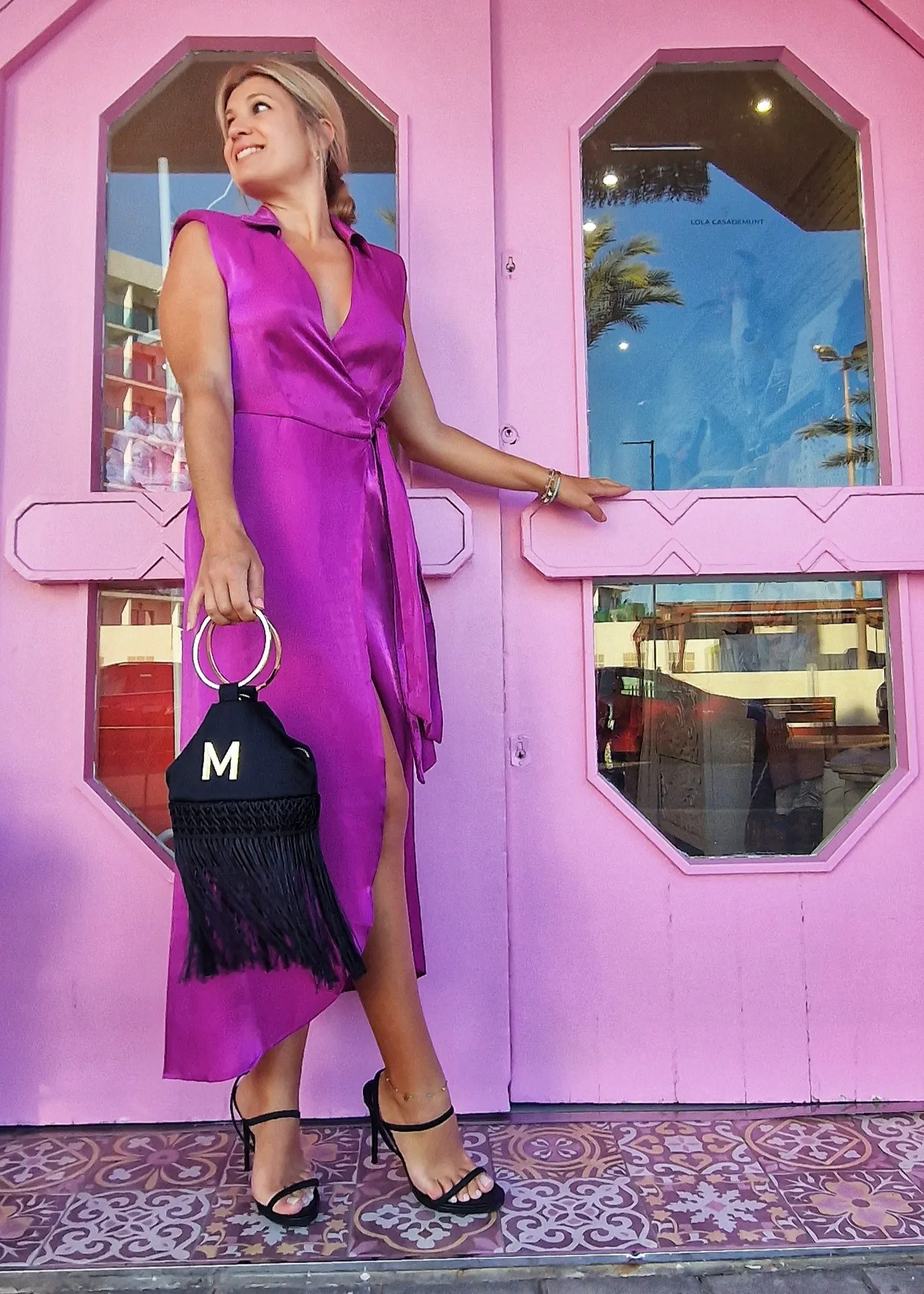 Vestido tornasolado ciruela Lola Casademunt