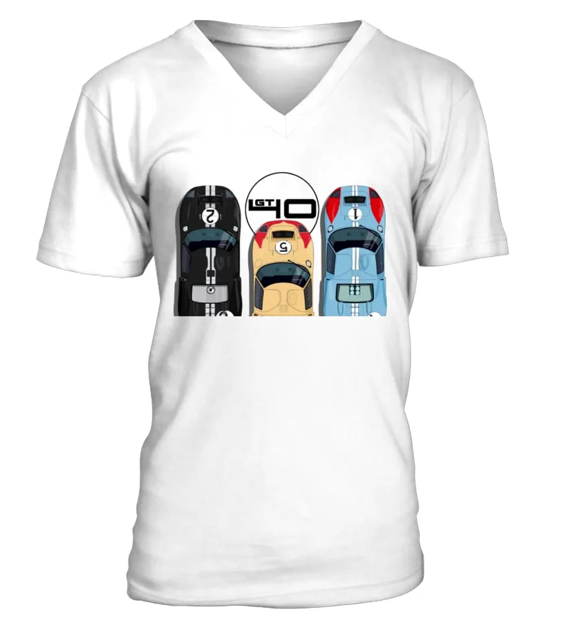 Victoire en formation, 3 x GT40, LM 1966 WT Camiseta cuello en V Unisex