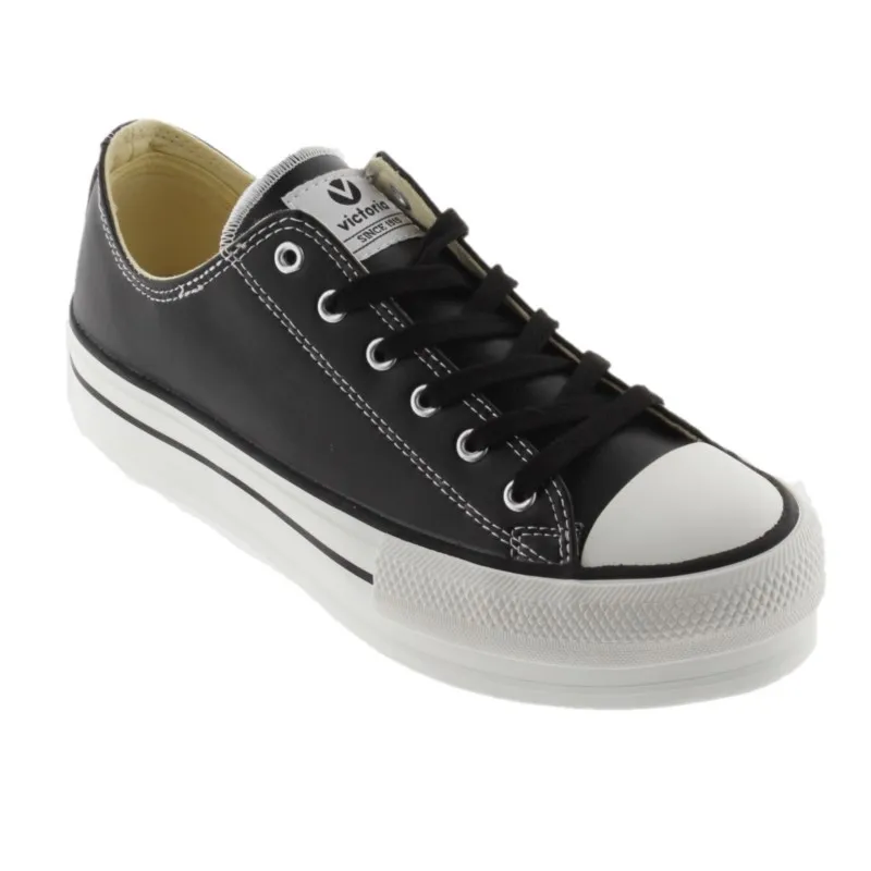 VICTORIA Tribu 1061106 Blanco y negro. Deportiva plataforma piel mujer