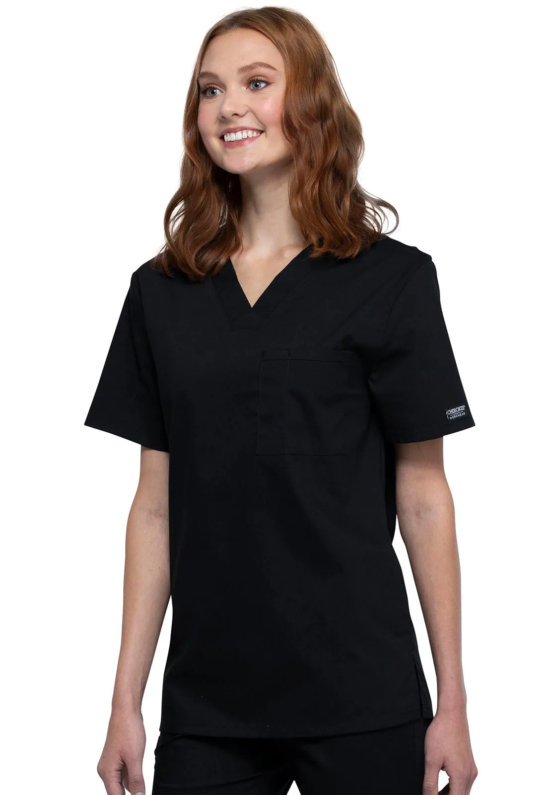 WORKWEAR PROFESSIONALS UNISEX VNECK TOP  IN BLACK