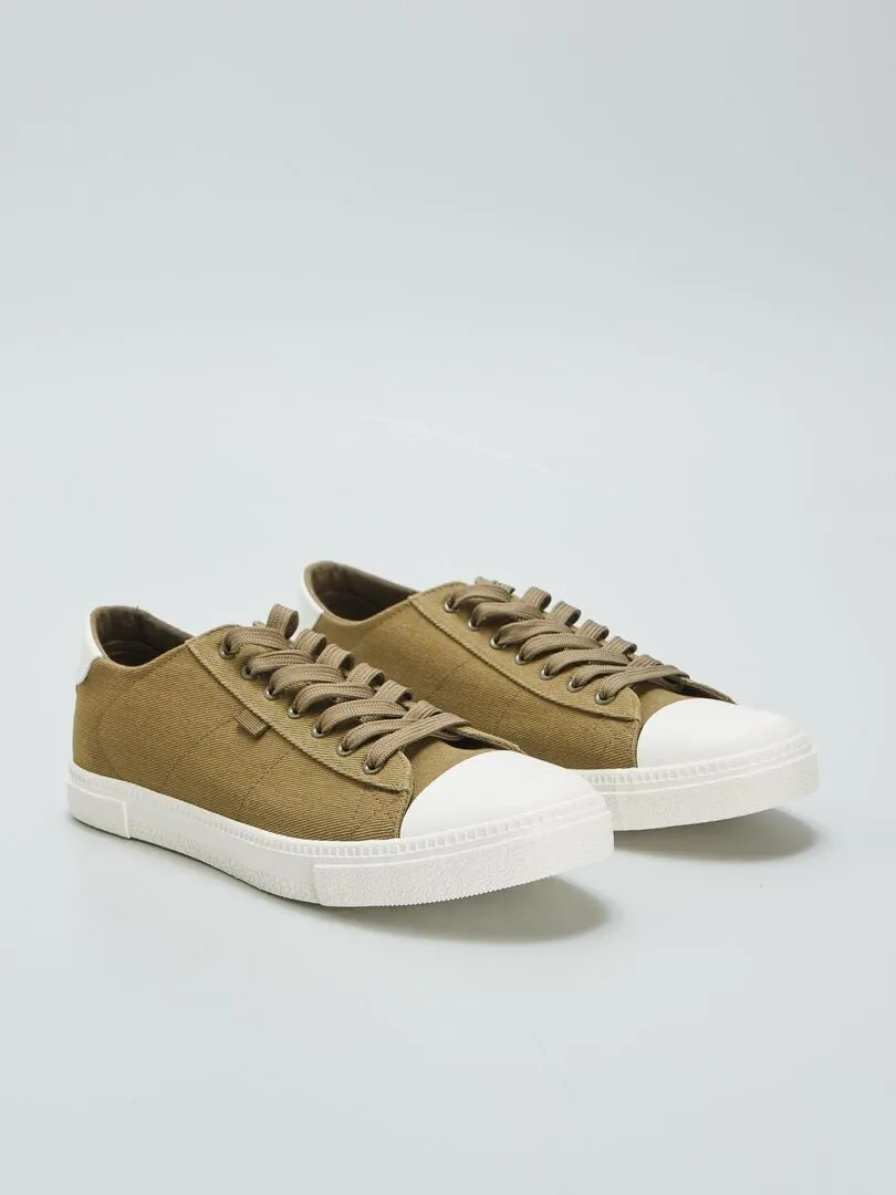 ZAPATILLAS BAJAS DE TELA  KAKI