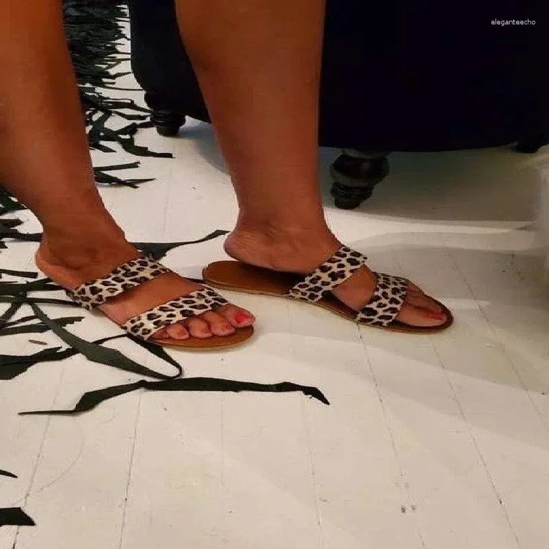 ZAPATILLAS PARA MUJER VERANO LEOPARDO ESTAMPADO CASUAL AFUERA DE USO DE LA PLAYA MAREA FLIPFLOPS DE TALLA GRANDE 43 ZAPATOS PAR