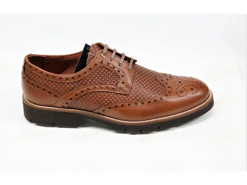 ZAPATO DE PIEL GRABADO 6254 TUBOLARI EN COLOR CUERO