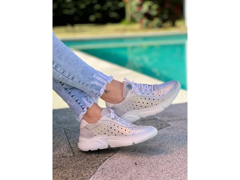 ZAPATO SPORT DE PIEL 3406 NOTTON EN COLOR PLATA