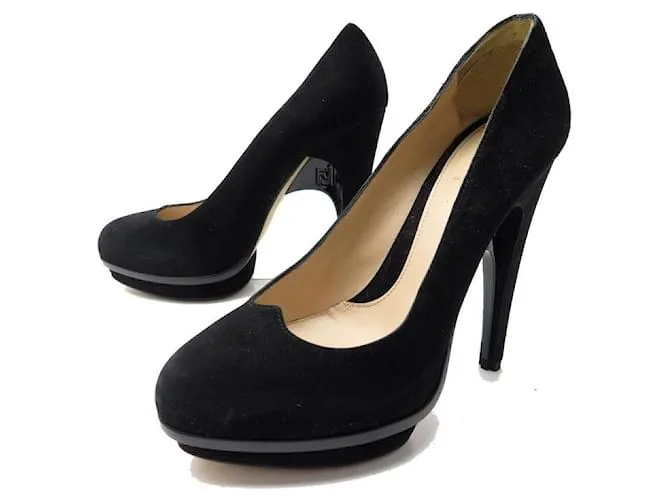 ZAPATOS ZAPATOS FENDI ESCOTE CAMOSCIO 813888 38 ZAPATOS ANTE NEGRO 