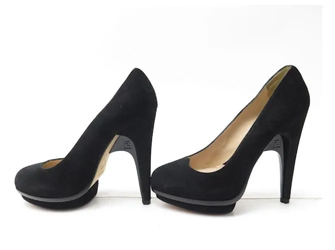 ZAPATOS ZAPATOS FENDI ESCOTE CAMOSCIO 813888 38 ZAPATOS ANTE NEGRO 