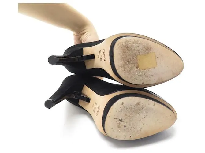 ZAPATOS ZAPATOS FENDI ESCOTE CAMOSCIO 813888 38 ZAPATOS ANTE NEGRO 