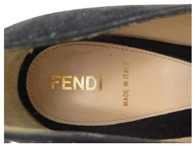 ZAPATOS ZAPATOS FENDI ESCOTE CAMOSCIO 813888 38 ZAPATOS ANTE NEGRO 