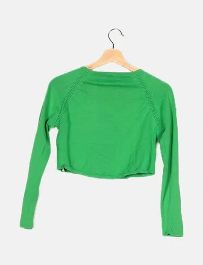 Zara Chaqueta verde punto